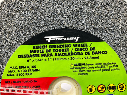 Forney 72401 Bench Grinding Wheel, 6 In X 3/4 In X 1 In