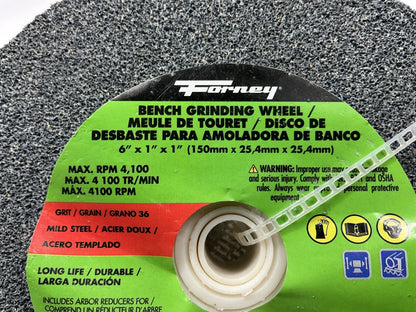 Forney 72403 Bench Grinding Wheel, 6 In X 1 In X 1 In
