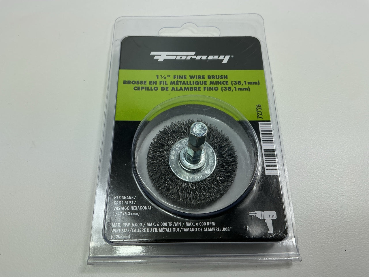 Forney 72726 Wire Wheel, Crimped, 1-1/2 In X .008 In X 1/4 In Hex Shank
