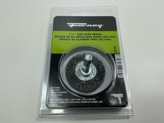 Forney 72726 Wire Wheel, Crimped, 1-1/2 In X .008 In X 1/4 In Hex Shank