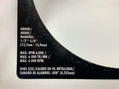 Forney 72747 Wire Wheel, Crimped, 6 In X .008 In X 1/2 In - 5/8 In Arbor