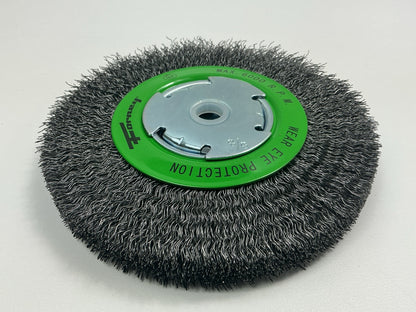 Forney 72750 Wire Wheel, Crimped, 6 In X .014 In, Precision Face, X 1/2 In - 5/8