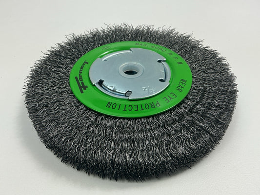 Forney 72750 Wire Wheel, Crimped, 6 In X .014 In, Precision Face, X 1/2 In - 5/8