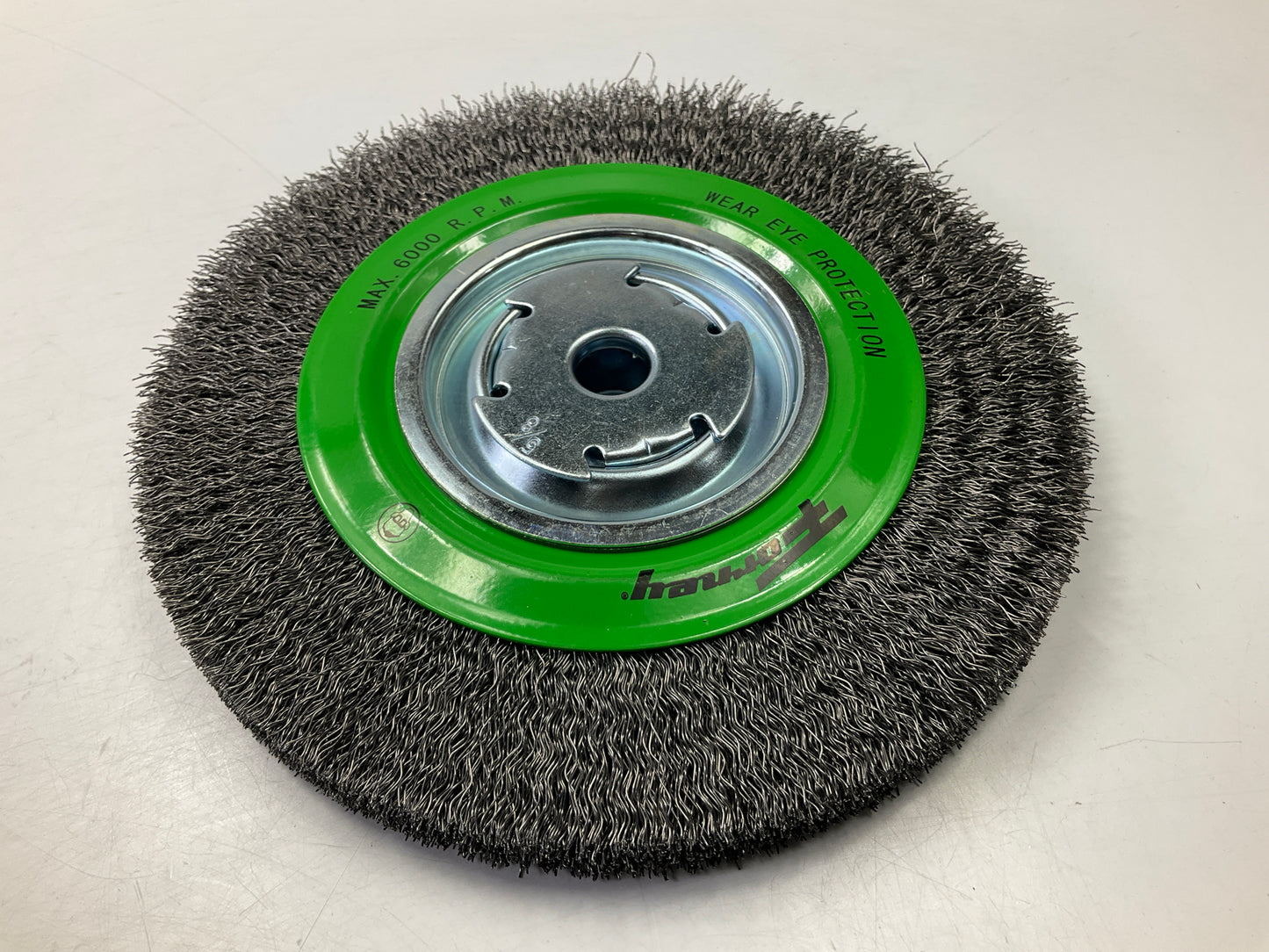 Forney 72762 8'' Wide Face Crimp Wire Bench Wheel Brush , 1/2'' - 5/8'' Arbor
