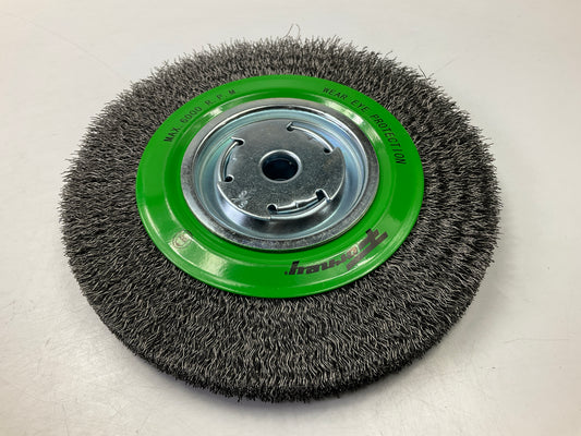 Forney 72762 8'' Wide Face Crimp Wire Bench Wheel Brush , 1/2'' - 5/8'' Arbor