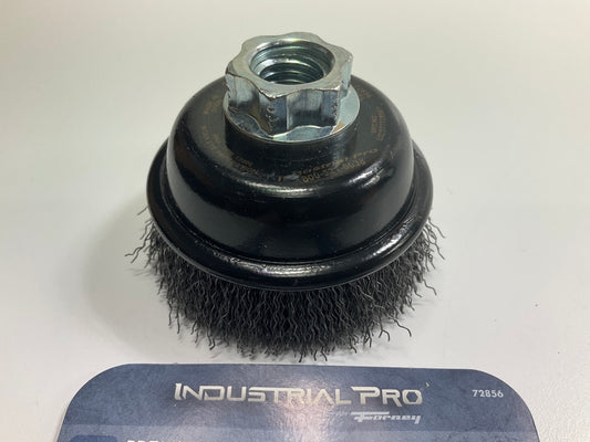 Forney 72856 3'' Premium Crimped Wire Cup Brush, 5/8''-11 & M14 X 2.0 Arbor