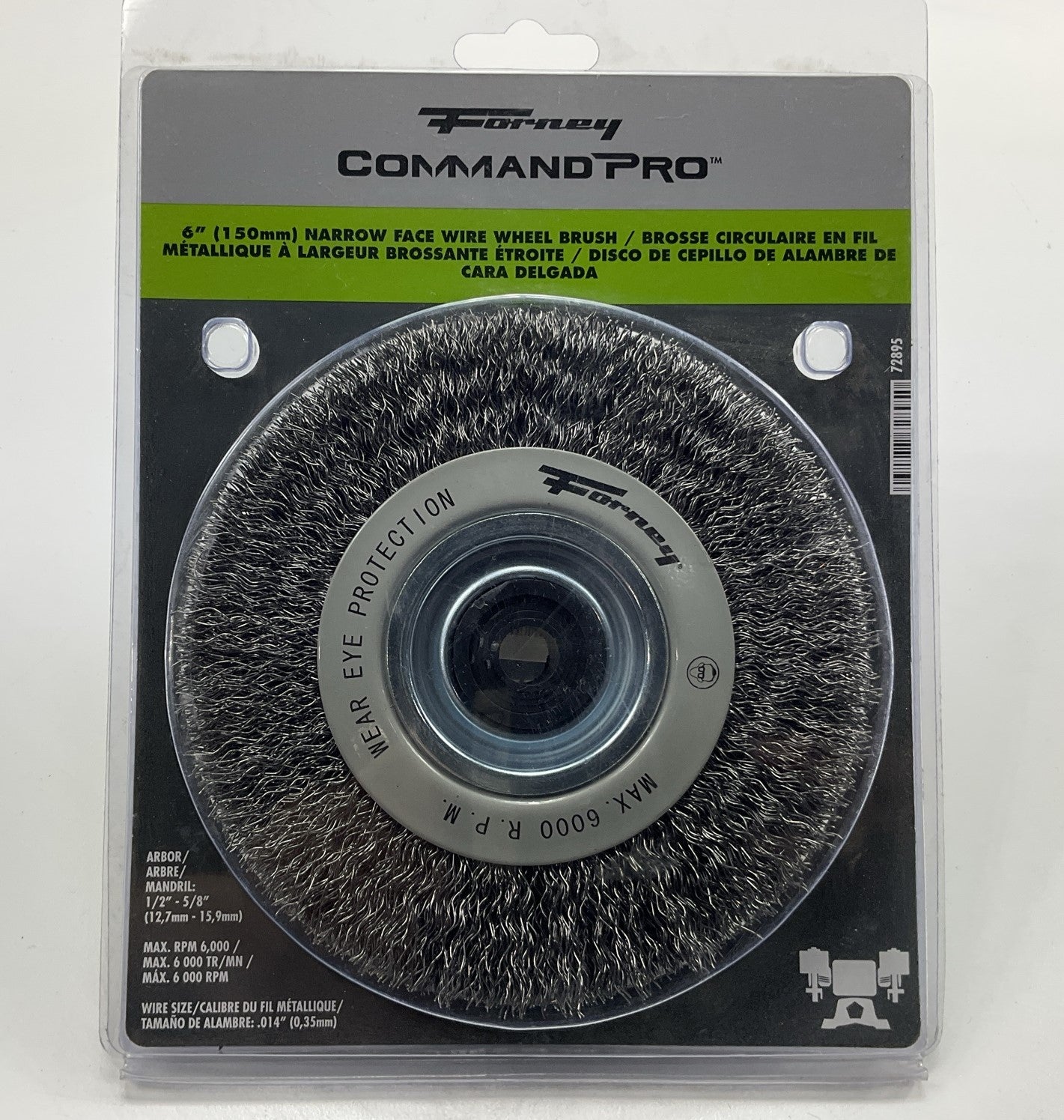 Forney 72895 6-Inch Industrial Pro Crimped Wire Bench Wheel Brush, 0.012'' Gauge