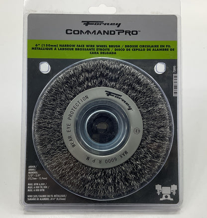 Forney 72895 6-Inch Industrial Pro Crimped Wire Bench Wheel Brush, 0.012'' Gauge