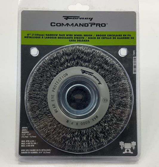 Forney 72895 6-Inch Industrial Pro Crimped Wire Bench Wheel Brush, 0.012'' Gauge
