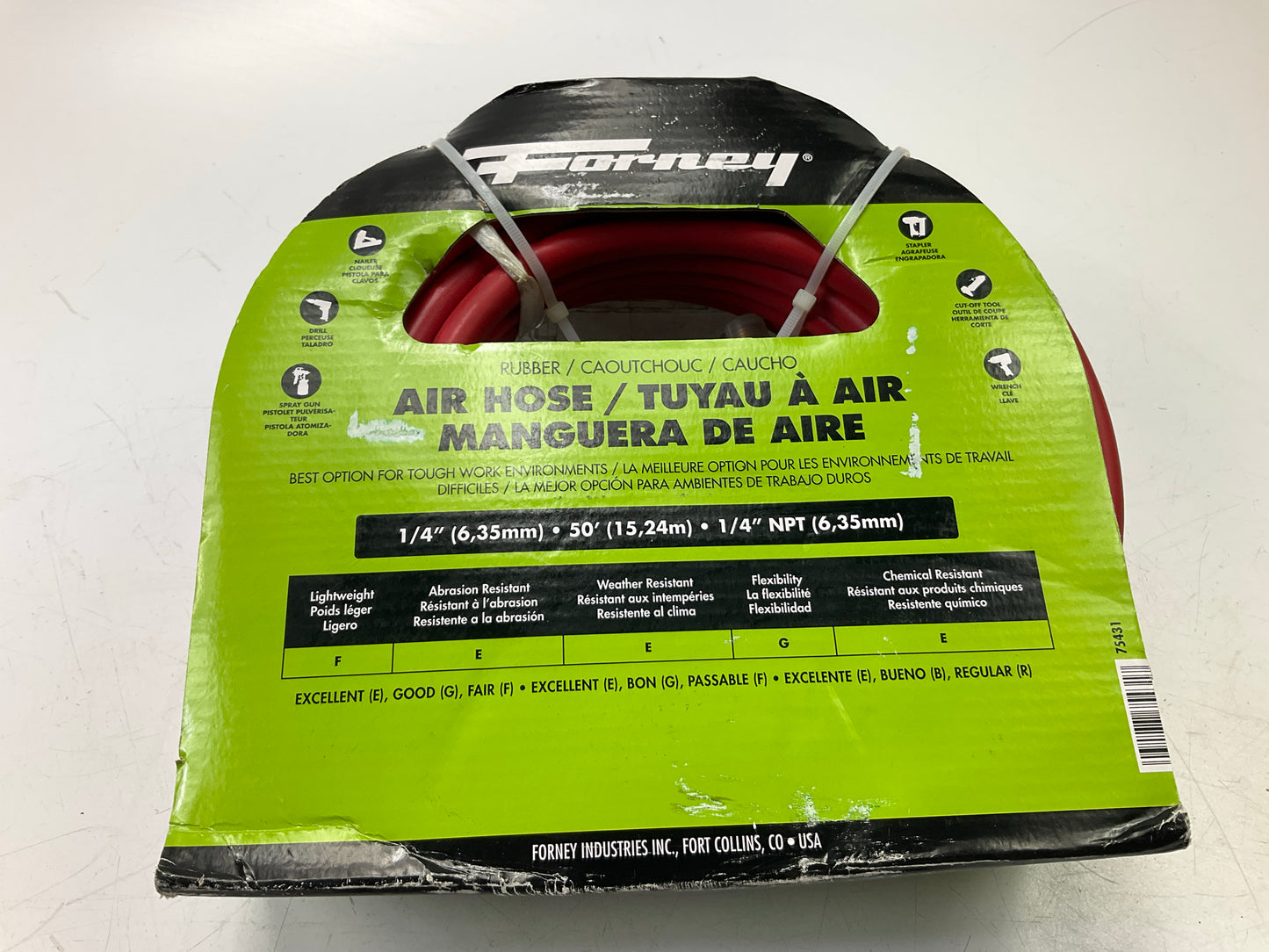 Forney 75431 Air Hose, Red Rubber, 1/4 In X 50ft