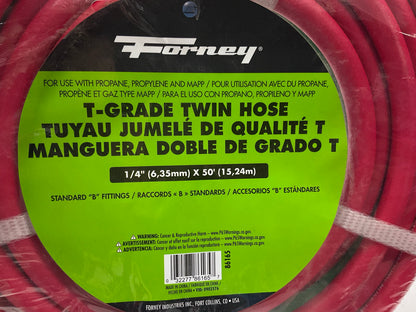 Forney 86165 Oxygen Acetylene Hose, T-Grade, 1/4-Inch X 50-Feet (1/4'' X 50')