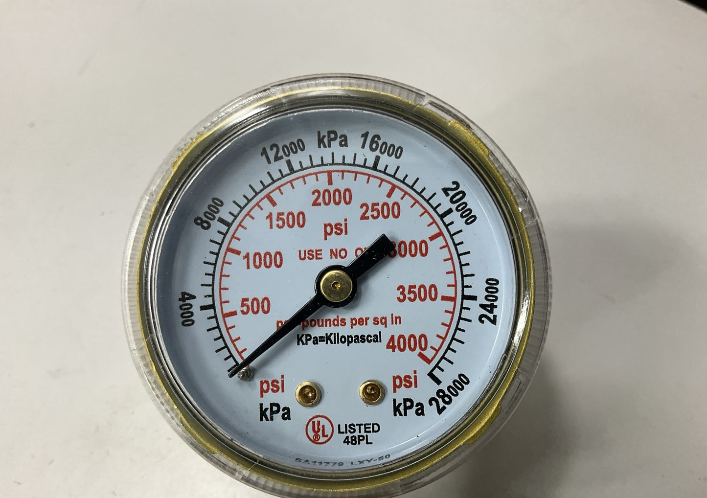 Forney USA 87727 Oxygen Gauge, High Pressure, 2-inch-by-1/4-inch NPT 0-4000 PSI