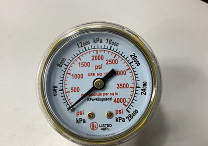Forney USA 87727 Oxygen Gauge, High Pressure, 2-inch-by-1/4-inch NPT 0-4000 PSI
