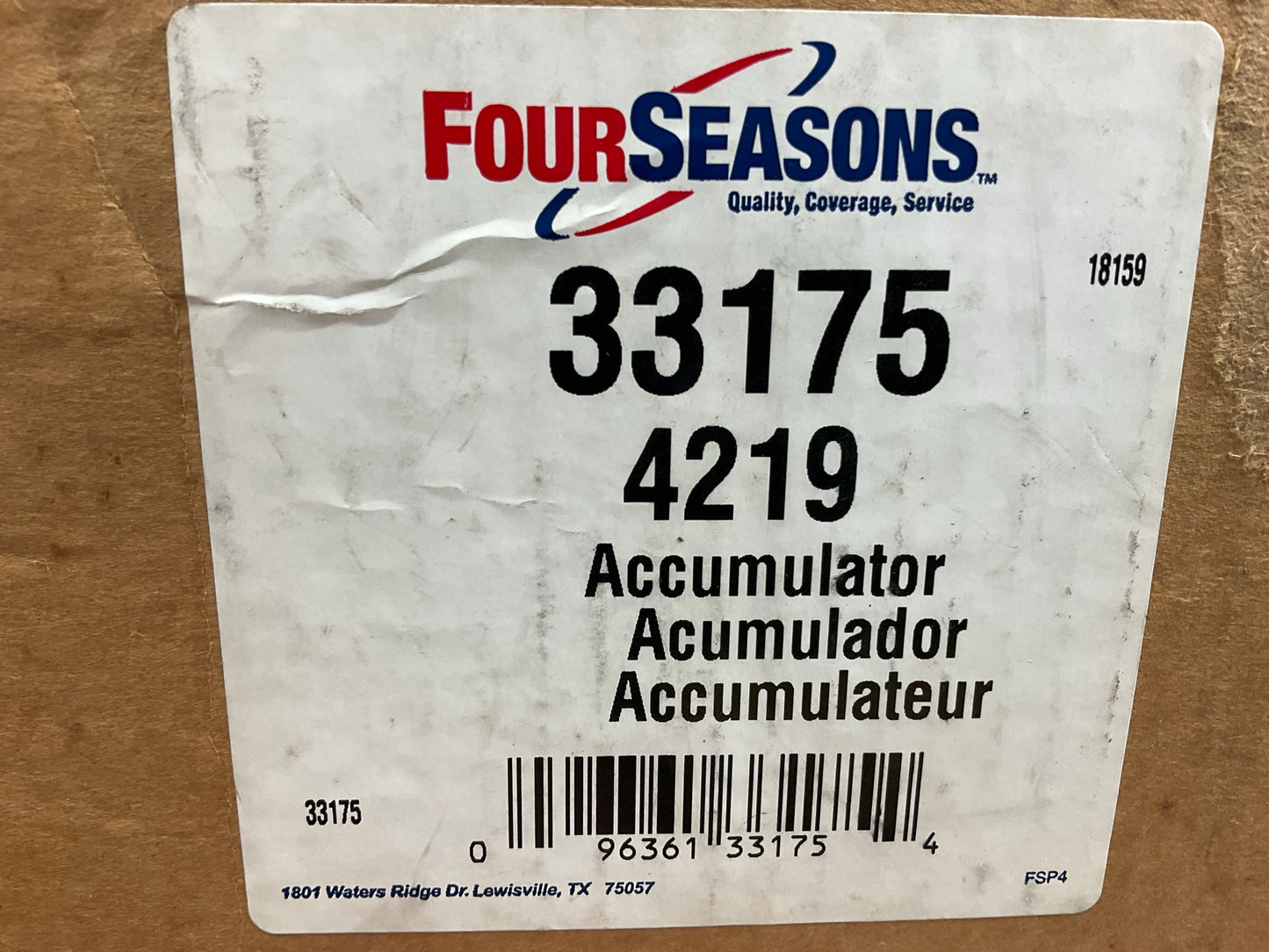 Four Seasons 33175 A/C Accumulator 1986-1993 Aerostar 19188526, 88919305