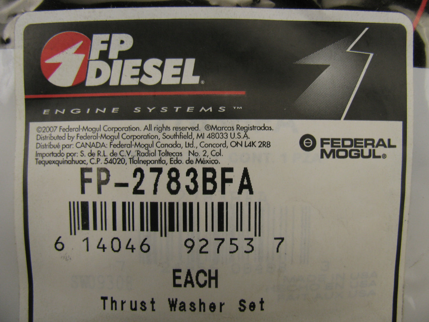 Fp Diesel FP-2783BFA Crankshaft Thrust Washer Set For Perkins 144 152 192 203