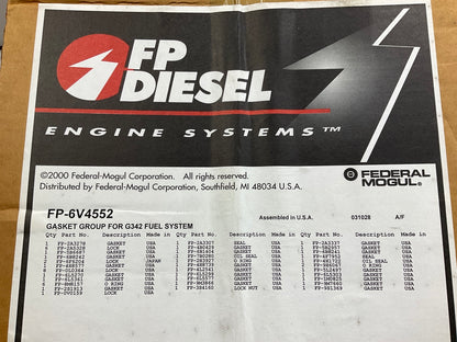 Fp Diesel FP-6V4552 Gasket Kit For CAT G342 Fuel System # 6V4552