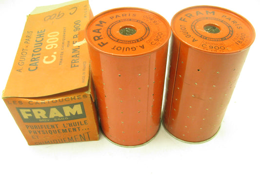 (2) Fram C-900 Cartridge Oil Filter FB900 - MADE IN FRANCE - VINTAGE COLLECTIBLE