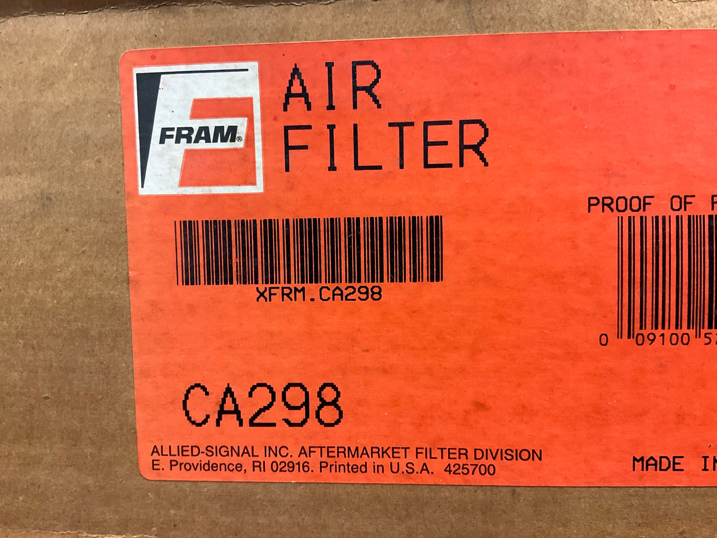 Fram CA298 Air Filter Replaces PA1692, LAF744, AF2034, 42144, 87144, AF494