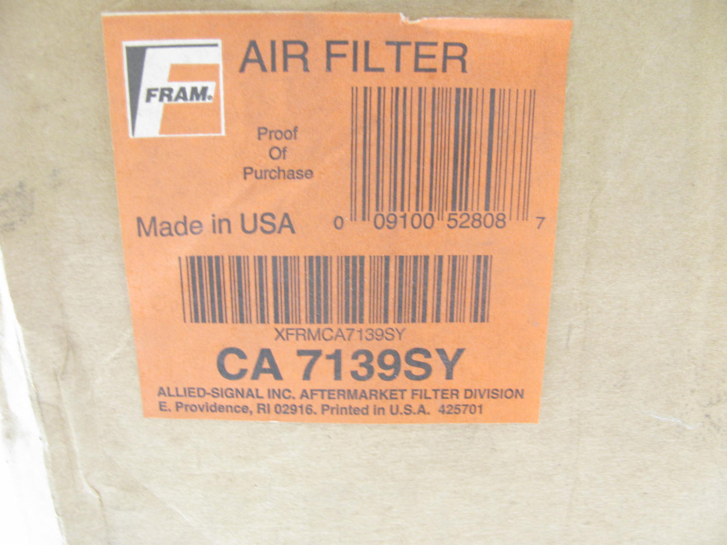 Fram CA7139SY Air Filter Assembly