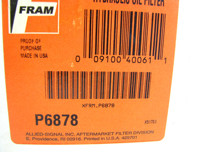 (2) Fram P6878 Hydraulic Oil Filter Replaces 51445 HF872 HF6574 P163315 LFH4404