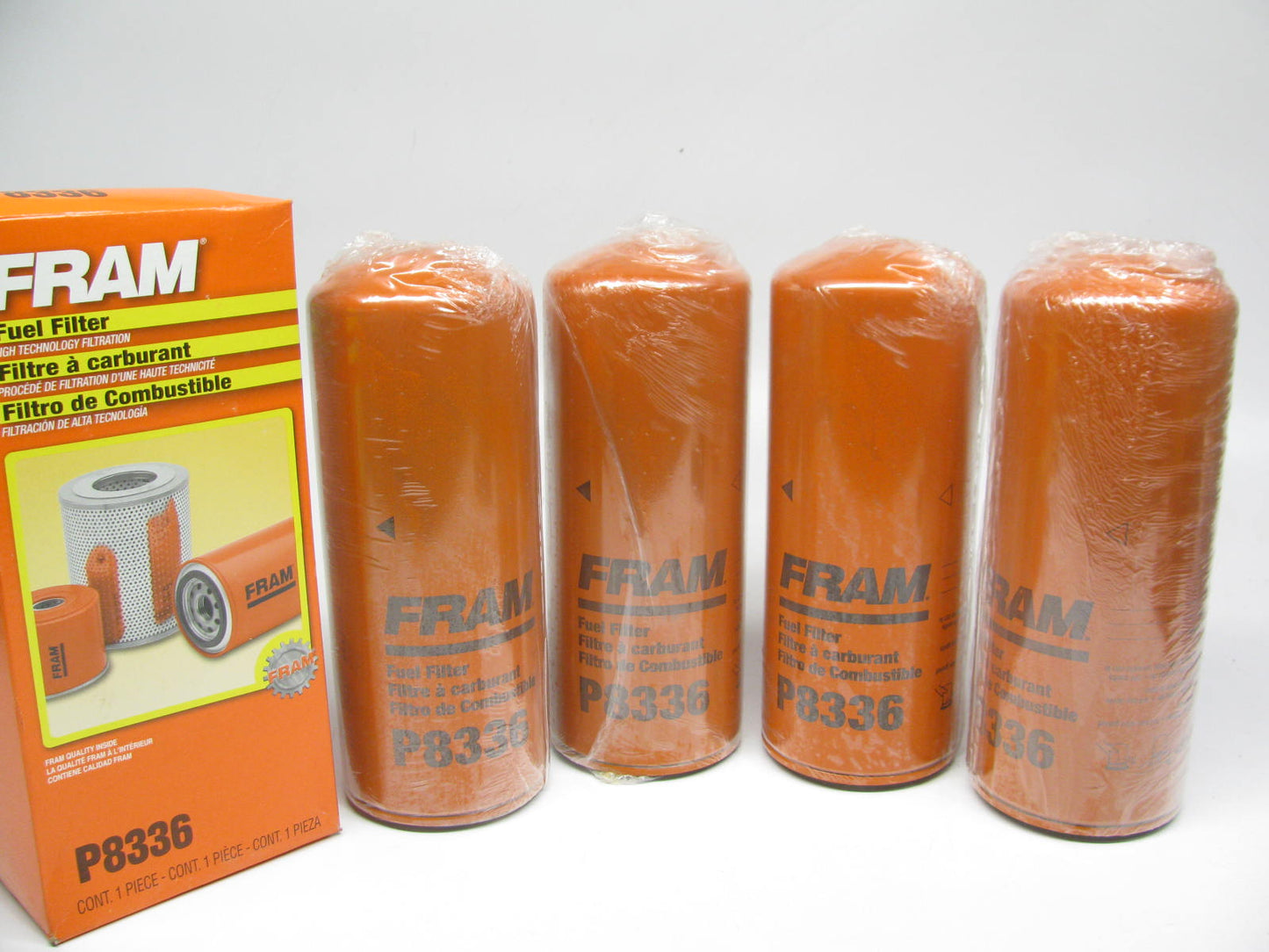 (4) Fram P8336 Spin-On Fuel Filter For CAT Equipment