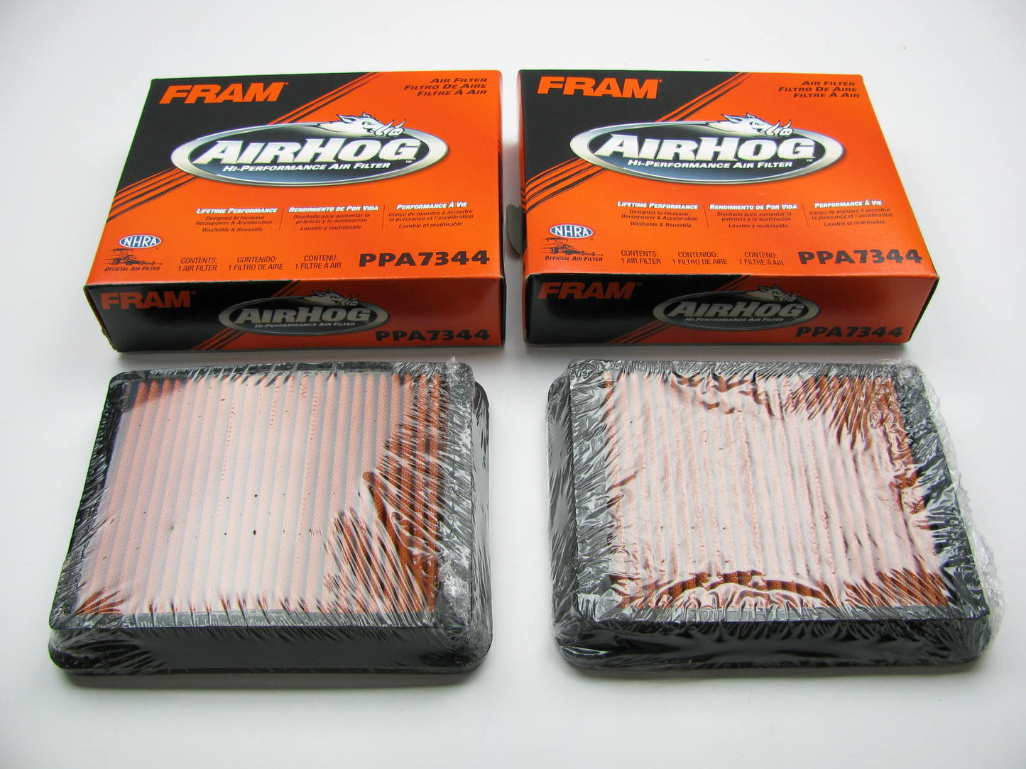 (2) FRAM PPA7344 Air Hog Washable Reusable High Performance Air Filter