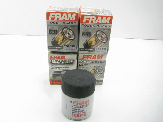 (4) Fram TG8316 Oil Filter Replaces YF09-14-302 FPP8316 F8CZ-6731-AA 5003558AA