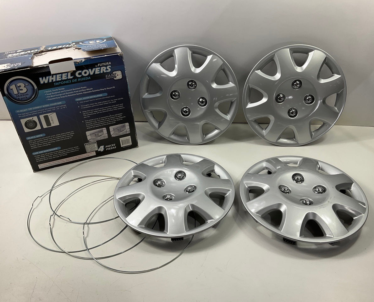 COSMETIC DAMAGE #20 Futura KT895-13SL 13'' Universal Wheel Cover Set - Silver