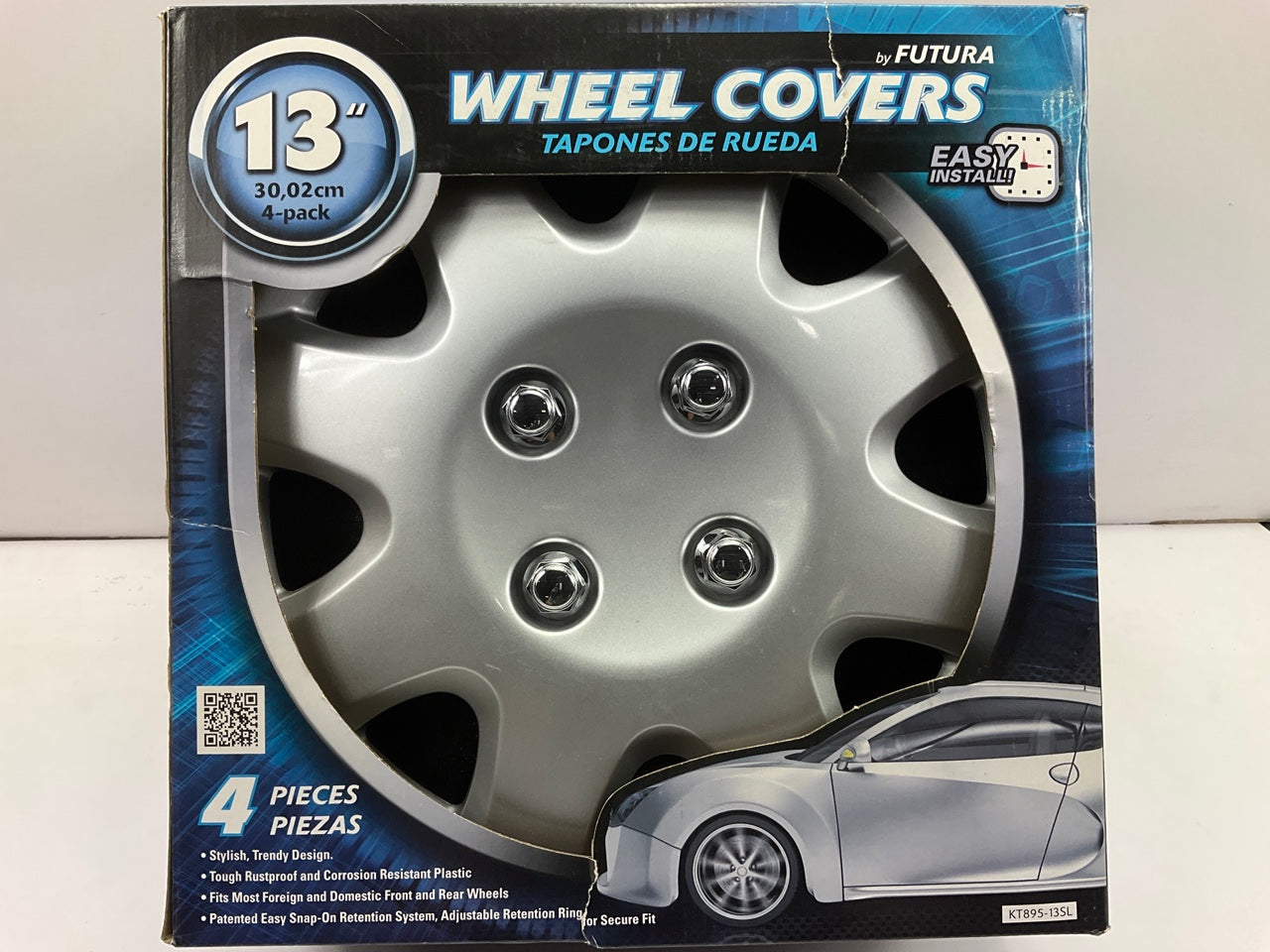 COSMETIC SCUFFS Futura KT895-13SL 13'' Universal  SILVER Wheel Cover Set #5