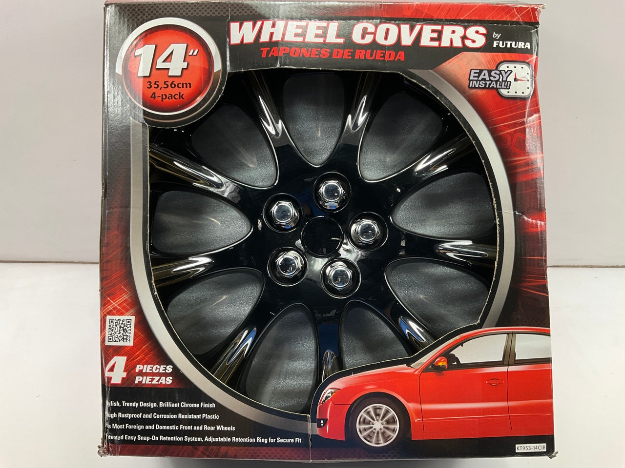 COSMETIC SCUFFS - Futura KT953-14CIB Chrome Ice Black Wheel Cover Set - 14''