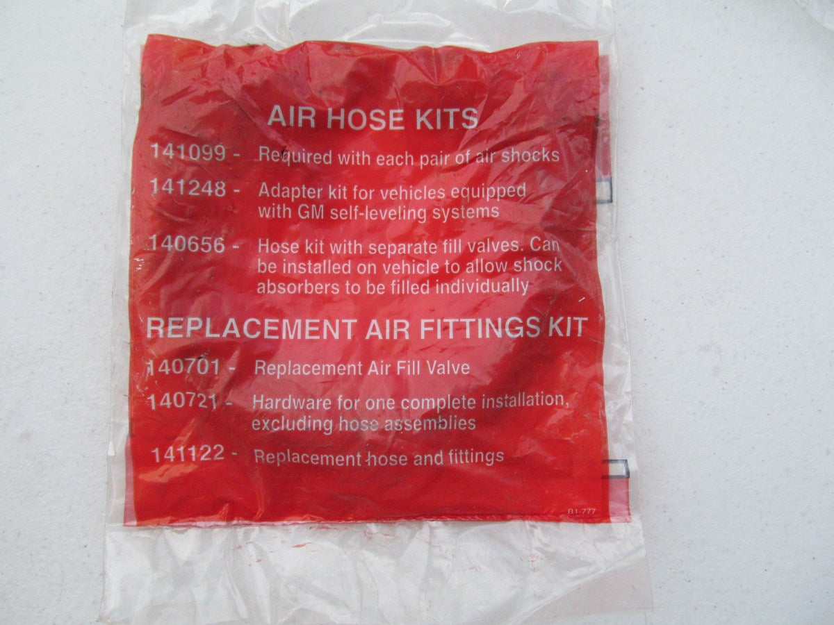Gabriel GB141099 Adjustable Air Shocks Install Hose Fittings Kit (Single Valve)