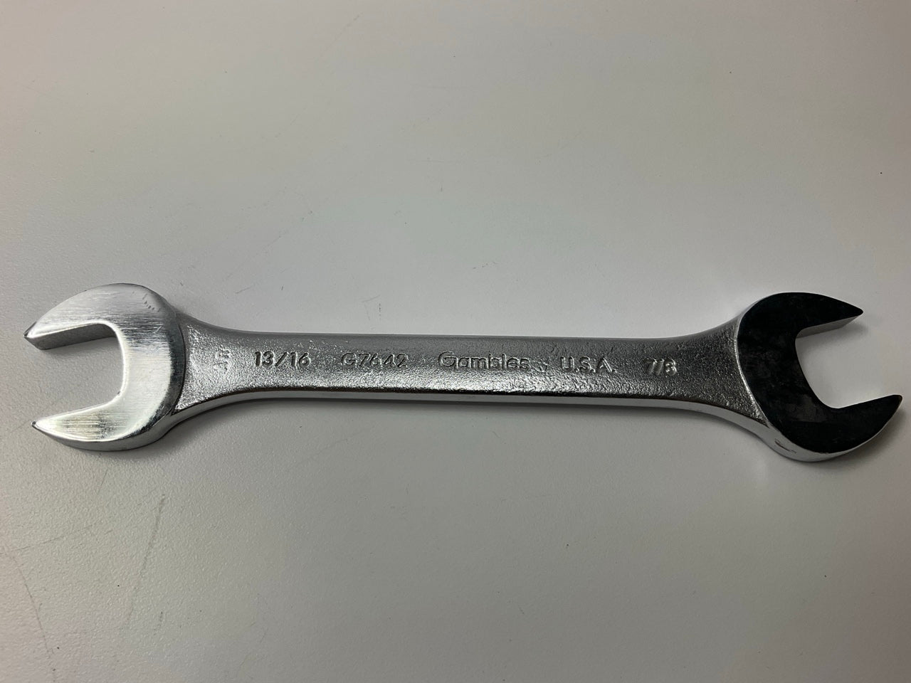 VINTAGE - Gambles G7642 Double Open-Head Wrench, 13/16'' & 7/8'' - MADE IN USA