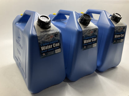 (3) Garage Boss 82300 Five 5 Gallon Water Container For Storage, Camping, Picnic