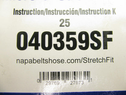 Gates 040359SF Stretch Fit Serpentine Belt - 0.56'' X 40.25'' - 4 Ribs