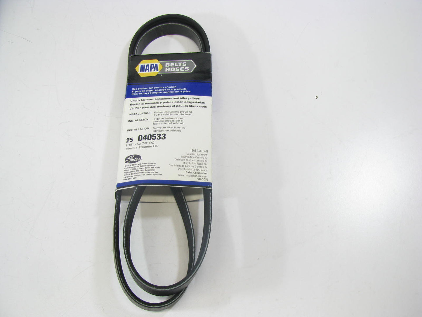 Gates 040533 Serpentine Belt - 0.56'' X 53.875'' - 4 Ribs
