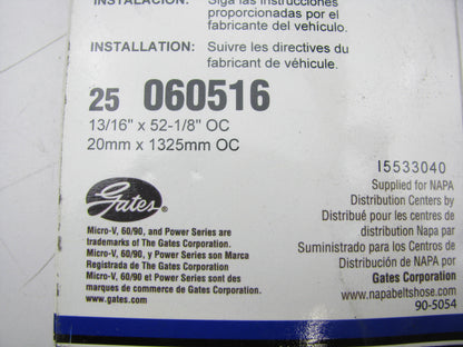 Gates 060516 Serpentine Belt - 0.84'' X 52.175'' - 6 Ribs