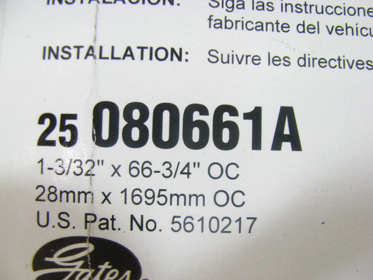 Gates 080661A Aramid Serpentine Belt - 1.12'' X 66.625'' - 8 Ribs