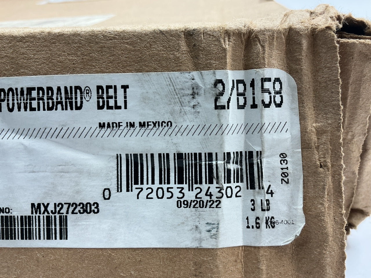 Gates 2/B158 Dual Industrial Accessory Drive Belt -  1-21/64'' X 161'' - 2 BAND