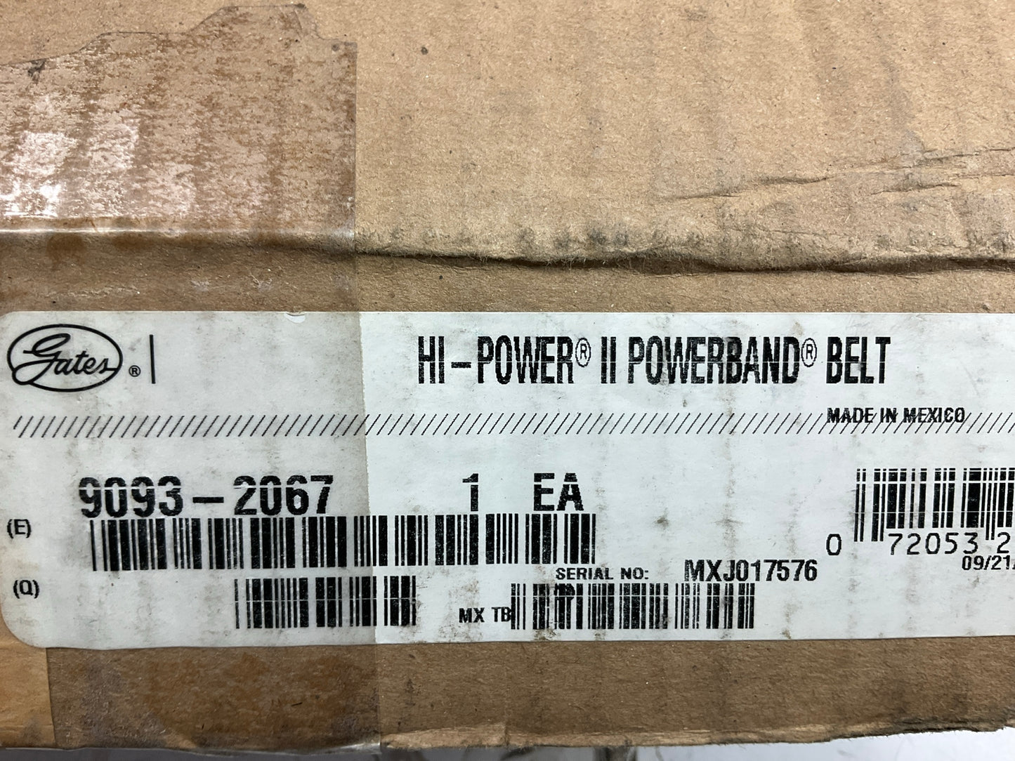 Gates 2/B67 Hi Power II Powerband V-Belt 9093-2067, 2 Strands, 70''