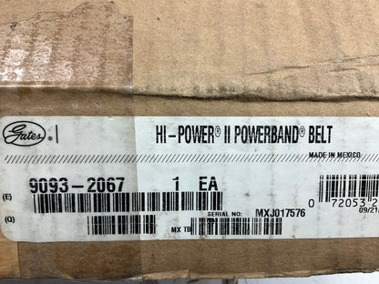 Gates 2/B67 Hi Power II Powerband V-Belt 9093-2067, 2 Strands, 70''
