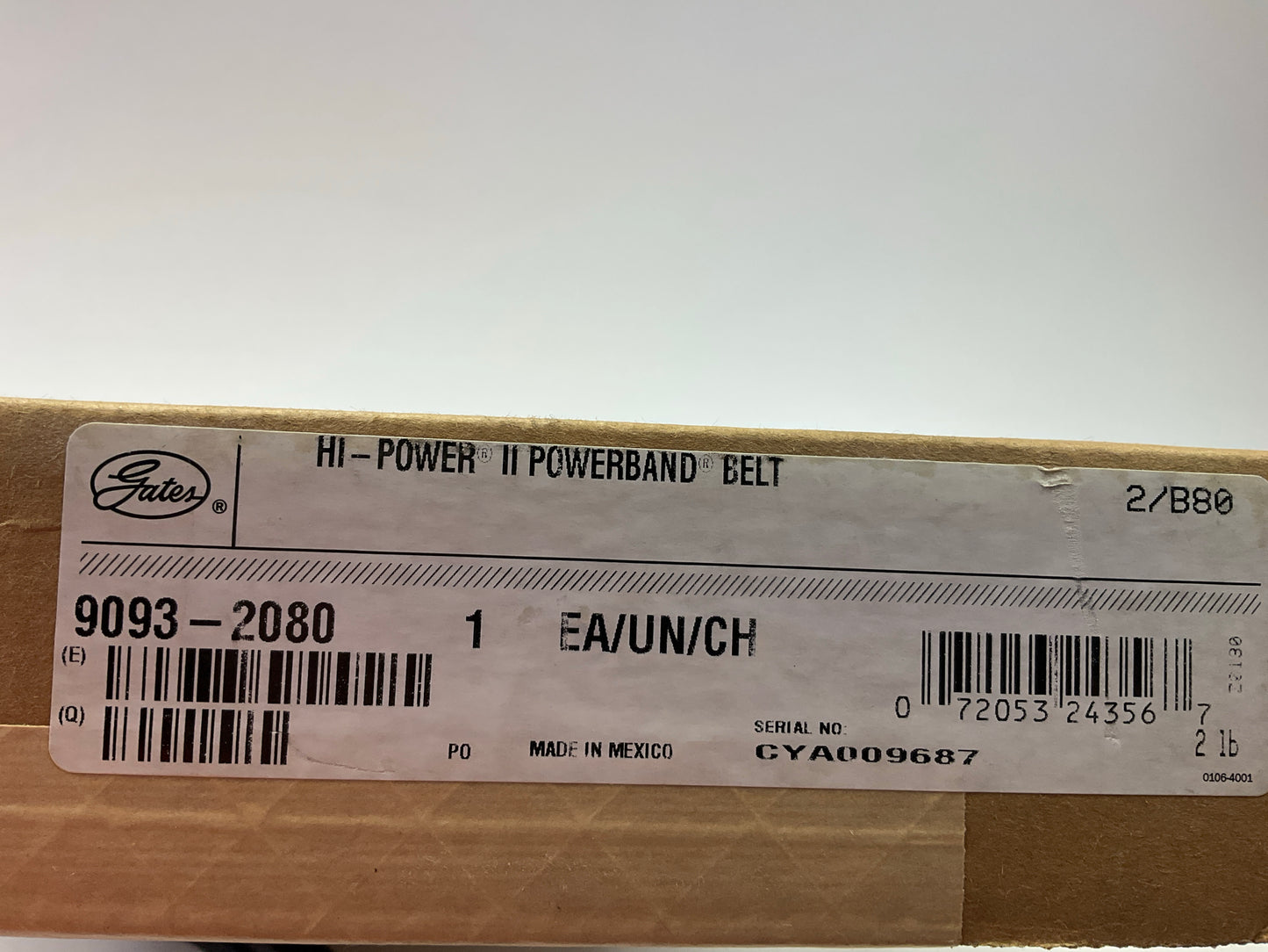Gates 2/B80 Hi-Power II PowerBand Wrapped Joined V-Belt 2-strand 1-5/16'' X 83''