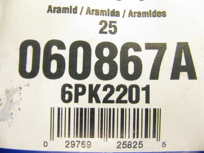 Gates 25-060867A Aramid Serpentine Belt - 0.84'' X 86.75'' - 6 Ribs