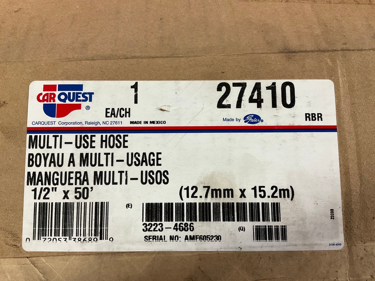 43 FEET - Gates 27410 Multi Duty Hose Red - 1/2'' ID, 315 PSI
