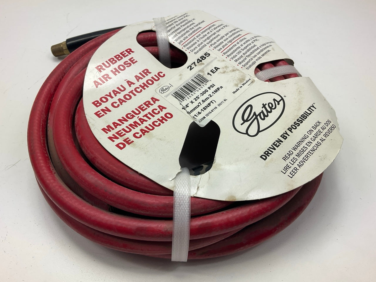 Gates 27485 Safety Stripe Professional Air Tool Hose, 1/4'' X 25', 300 PSI