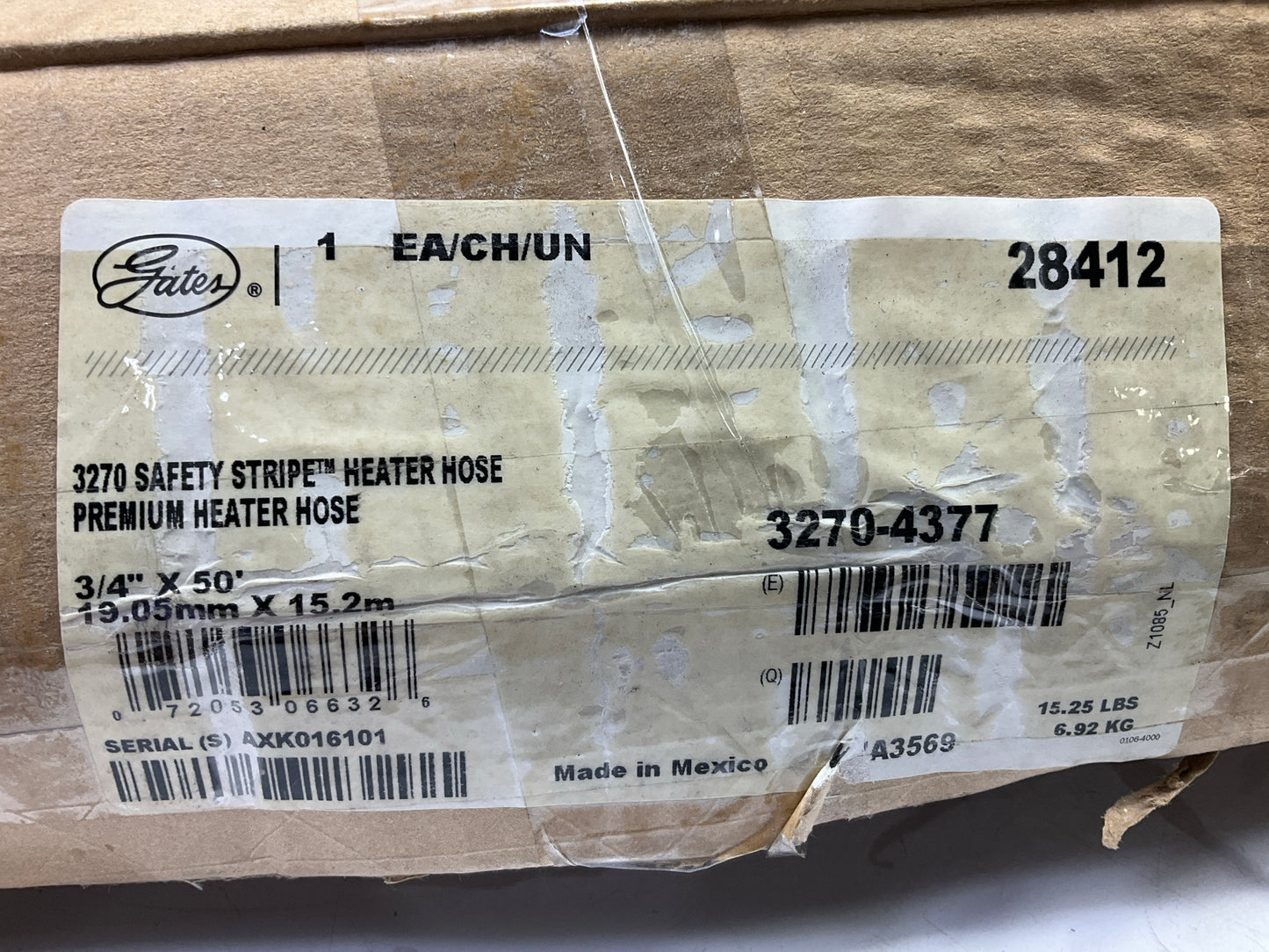 12 FEET - Gates 28412 3/4'' ID (19mm) SAFETY Stripe Heater Hose