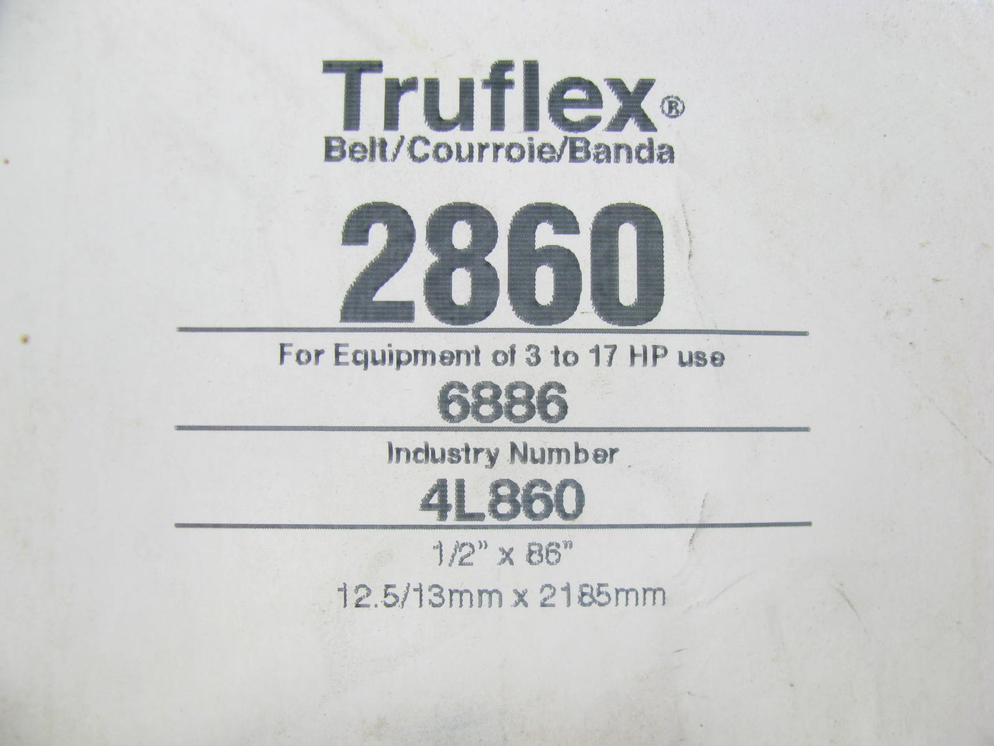 Gates 2860 Lawn & Garden Power Equipment Accessory Drive Belt - 1/2'' X 86''