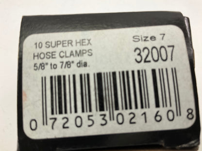 (10) Gates 32007 Super Hex Hose Clamps 5/8'' To 7/8'', Size 7