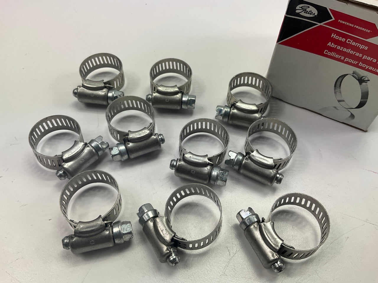 (10) Gates 32008 Stainless Hose Clamps, SAE Size 08,  7/16'' To 1'' Diameter