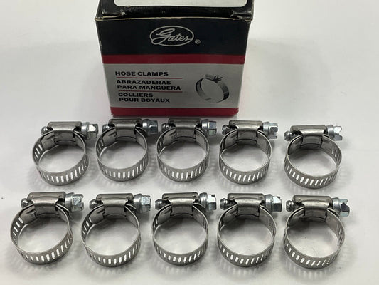 (10) Gates 32010 Stainless Hose Clamps, SAE Size 10, 1/2'' To 1-1/16'' Diameter