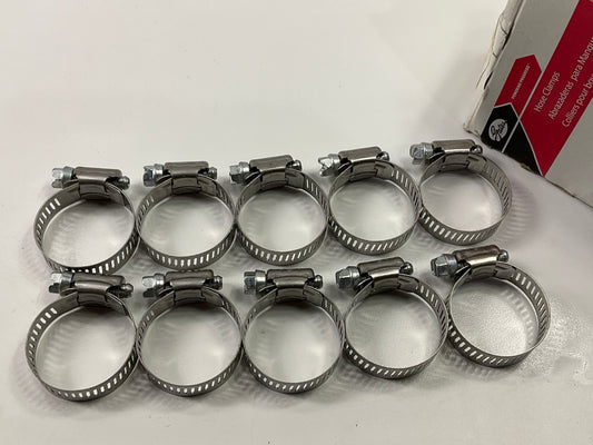 (10) Gates 32016 Stainless Hose Clamps, Size #16, 3/4'' To 1-1/2'' Diameter